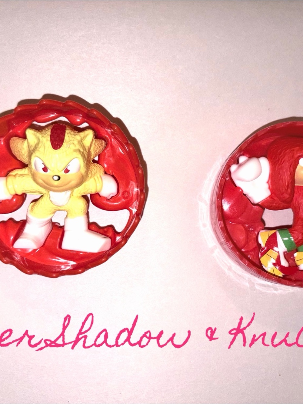 Super Shadow & Knuckles Hedgehog Figure with Red Base - Kids Action Toy